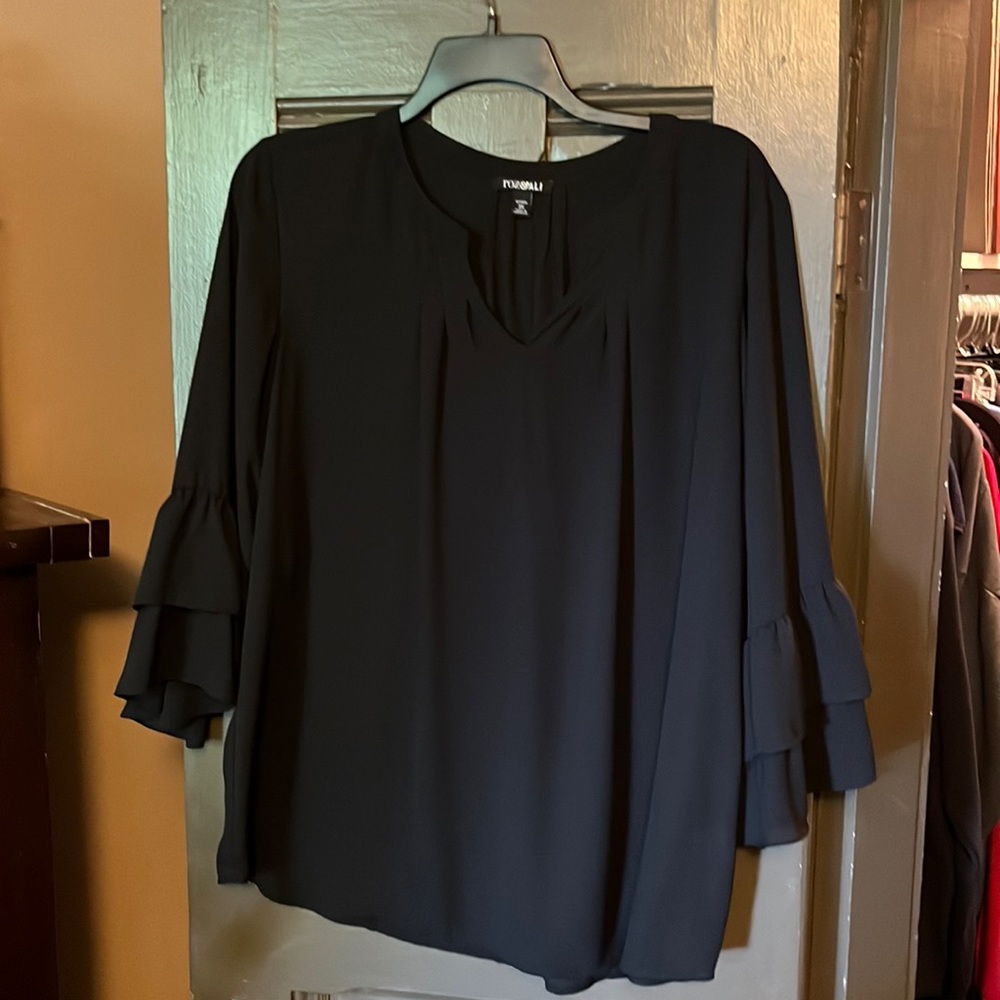 Roz & Ali Black Blouse. 3X